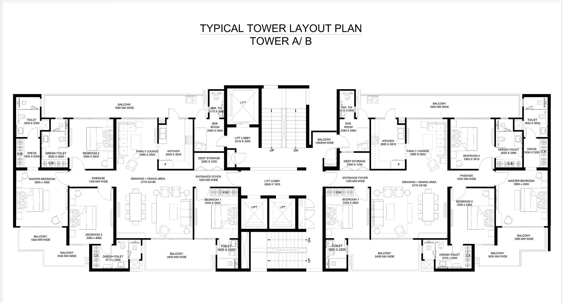 4 bhk flat floor plan